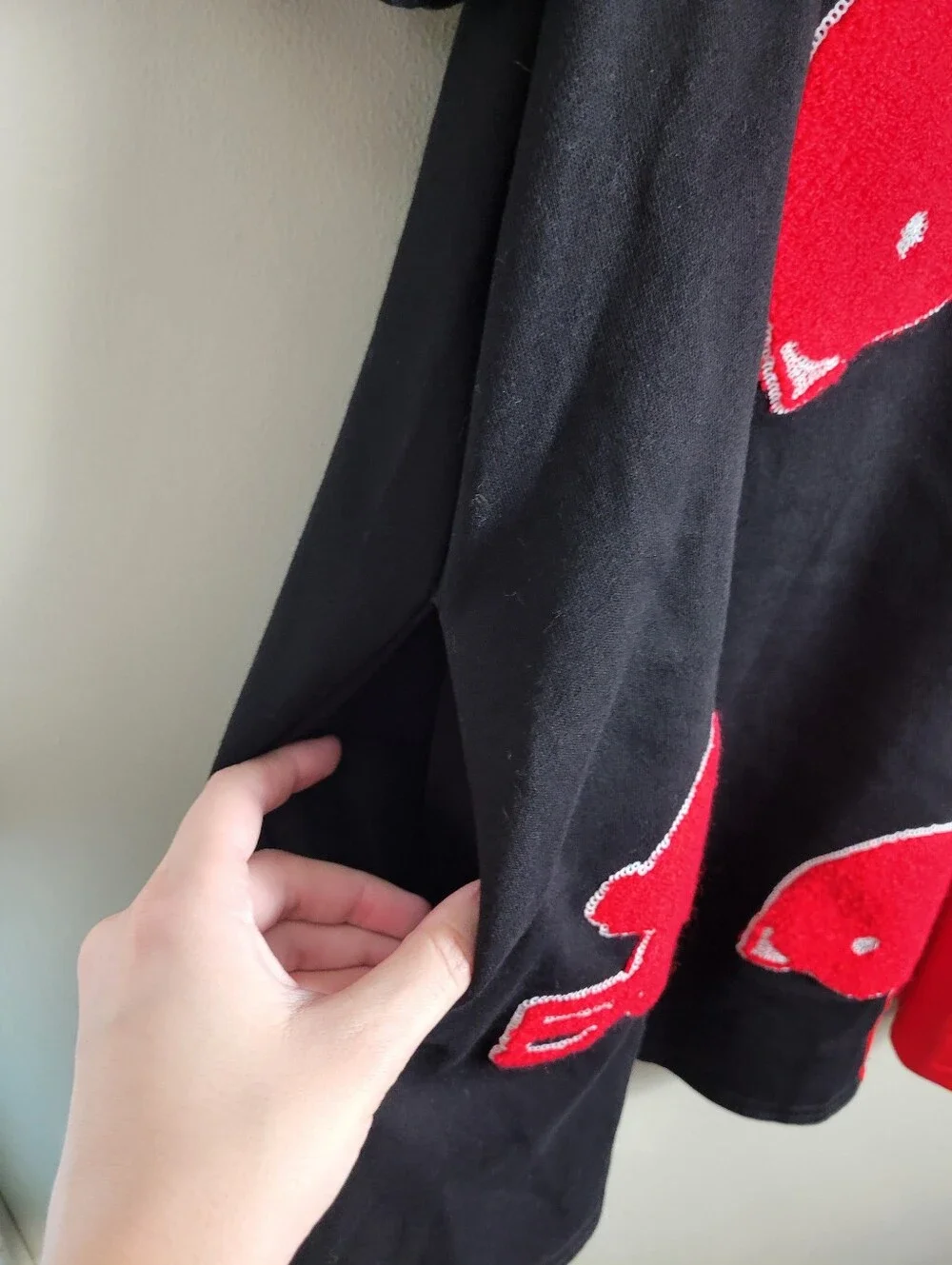 Peach Love Colorblock Red Black Puff Short Sleeve Football Helmet Mini Dress - Picture 8 of 11